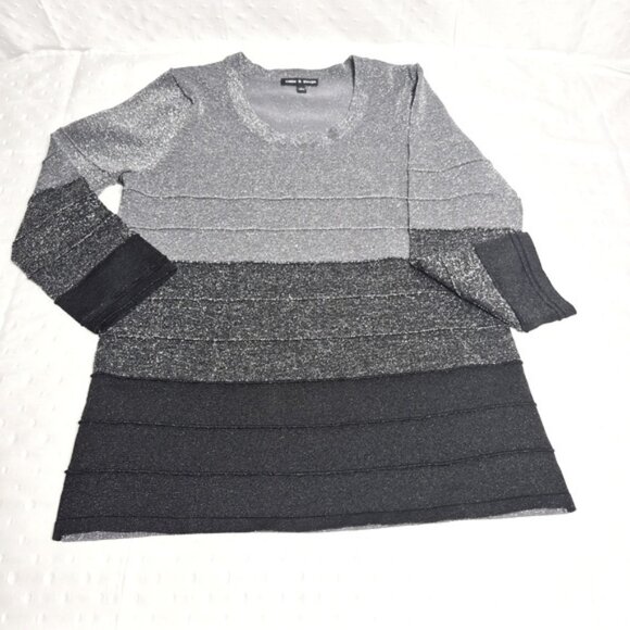 Cable & Gauge Gray and Black Crewneck Ombré  Style Sweater Size M - Picture 1 of 9
